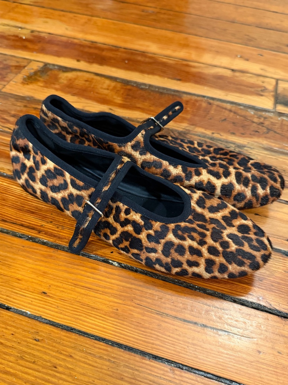 Steve Madden Leopard Print Mary Jane Flats - Black Trim